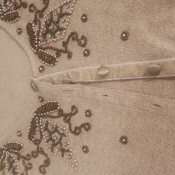 Sigrid Olsen size S camel silk beaded sweater - Picture 7 of 8